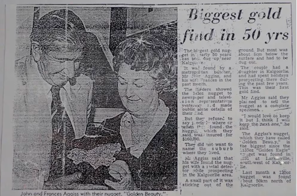 Australský zlatý nuget o váze přes 4 kilogramy, objevený v roce 1979, bude vydražen
